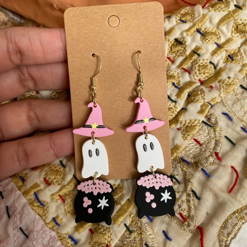 Ghostie witch Halloween earrings
